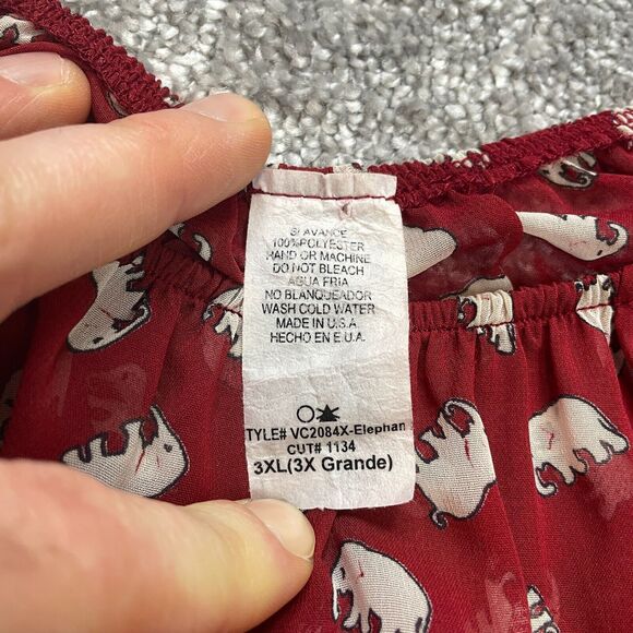 Unbranded Blouse Shirt Womens 3XL Red Long Sleeve Elephant Print Ladies Top - Picture 5 of 8